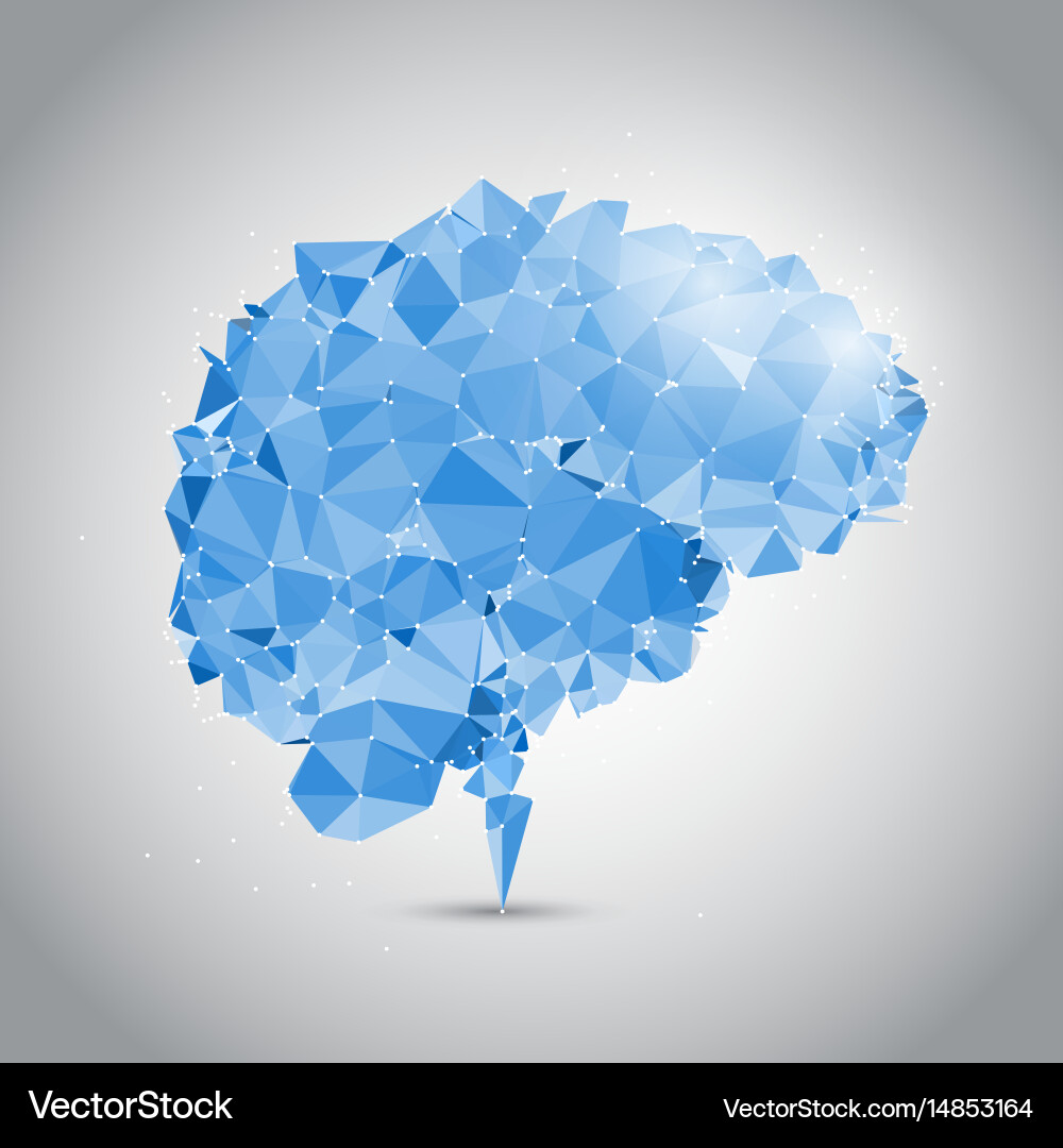 Low poly brain with connecting dots vector image