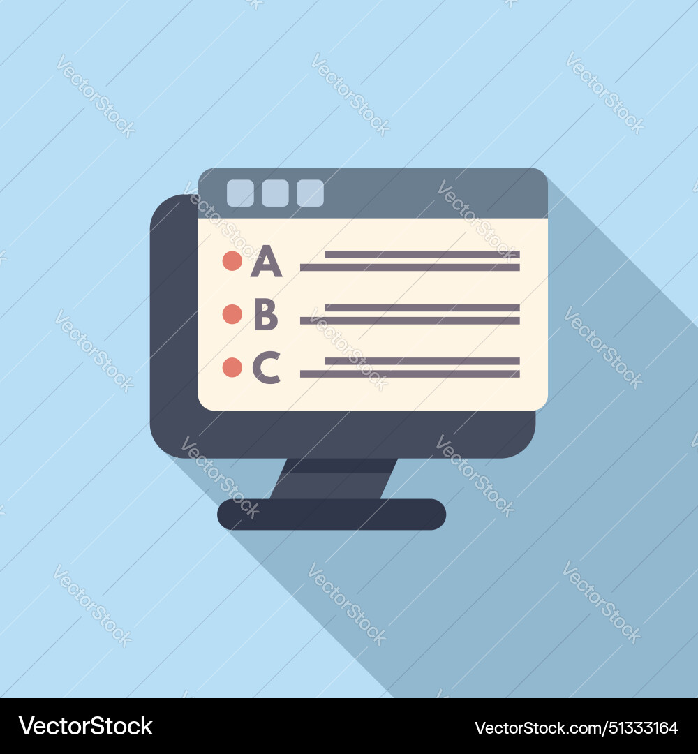 Online quiz interface on computer screen Online quiz interface on computer screen vector image
