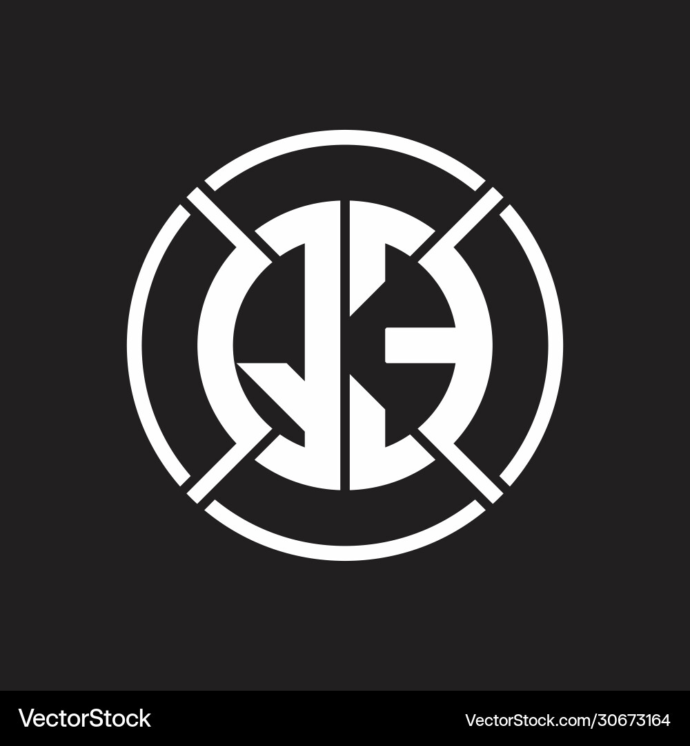 Qe logo monogram with four part circle slash Qe logo monogram with four part circle slash Vector Image