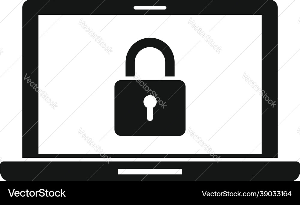 Secured laptop icon simple computer data Secured laptop icon simple computer data vector image