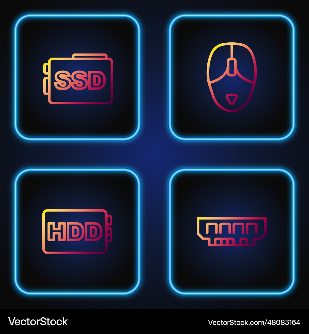 Set line ram random access memory hard disk Set line ram random access memory hard disk vector image