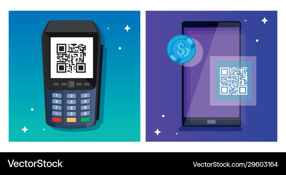 Set poster scan code qr and icons Set poster scan code qr and icons vector image