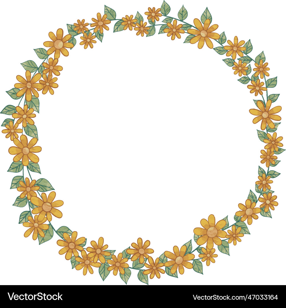 Yellow Flower Wreath Vector Image
