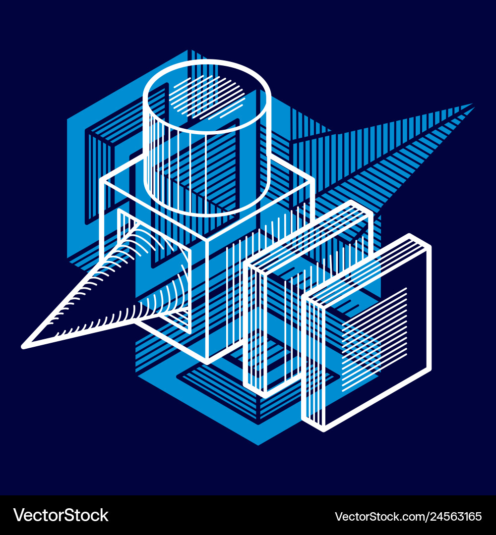 3d engineering abstract shape made using cubes 3d engineering abstract shape made using cubes Vector Image