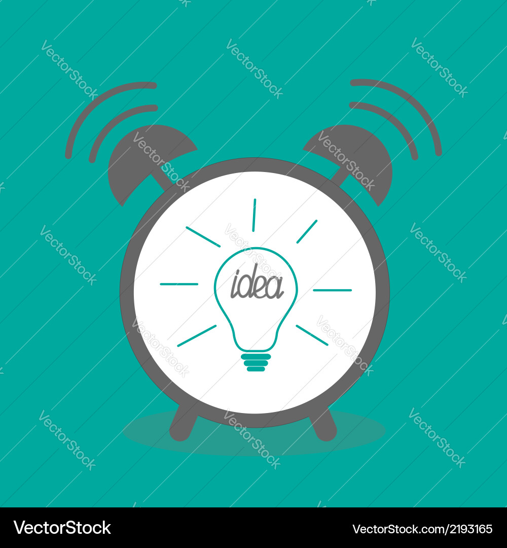 Alarm clock with idea light bulb icon flat design Vector Image