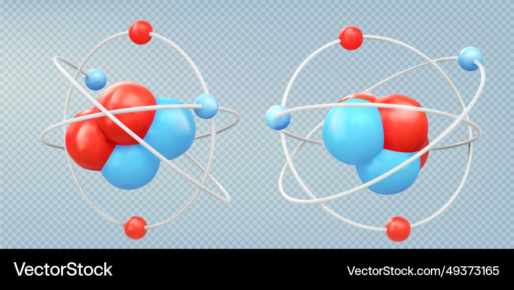 Atom close up realistic 3d with the effect low vector image