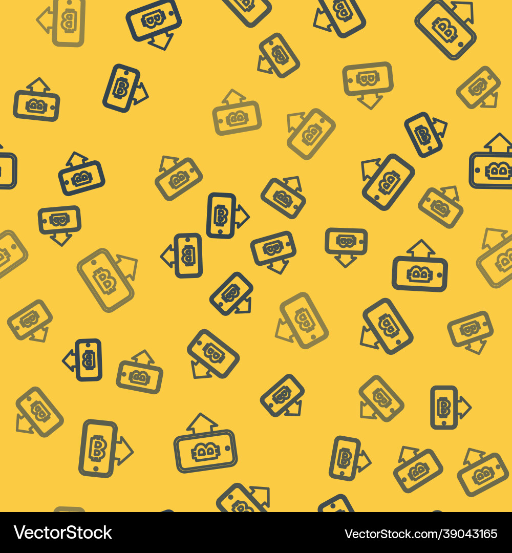 Blue line mining bitcoin from mobile icon isolated Vector Image