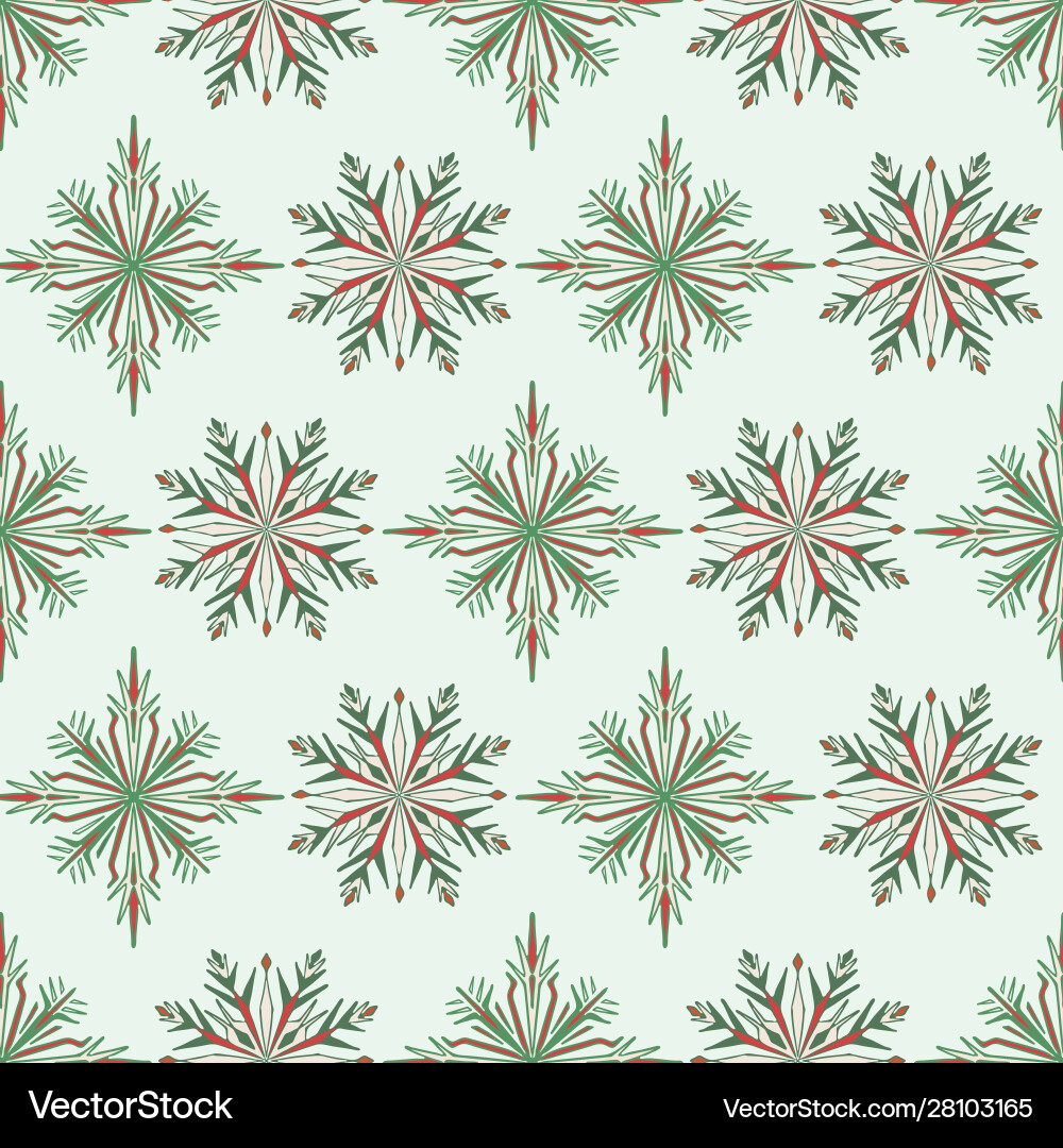 Christmas pine snowflake seamless repeat pattern Vector Image
