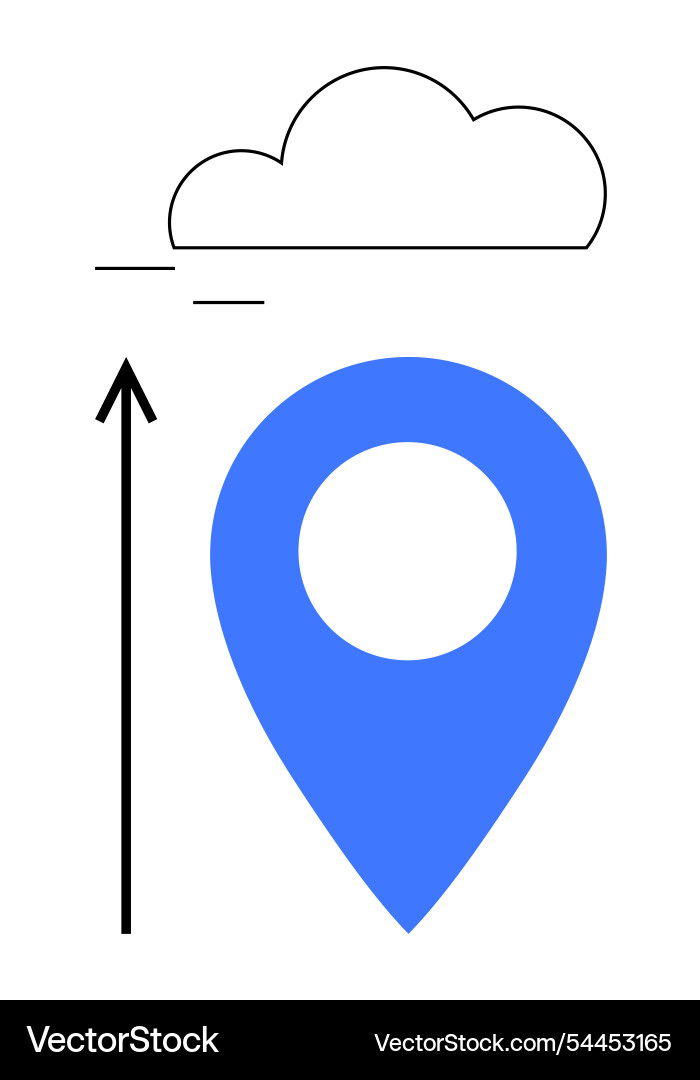 Cloud navigation concept with geolocation pointer Cloud navigation concept with geolocation pointer vector image