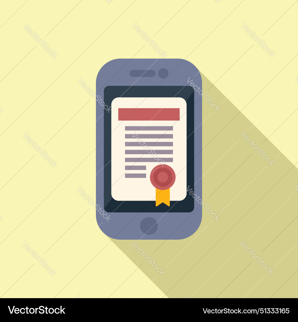 Digital certificate on mobile device icon vector image