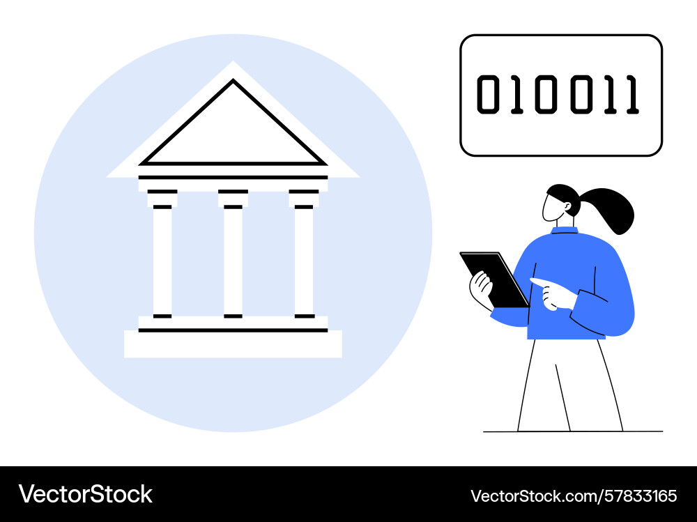 Digital transformation in banking with binary code Vector Image