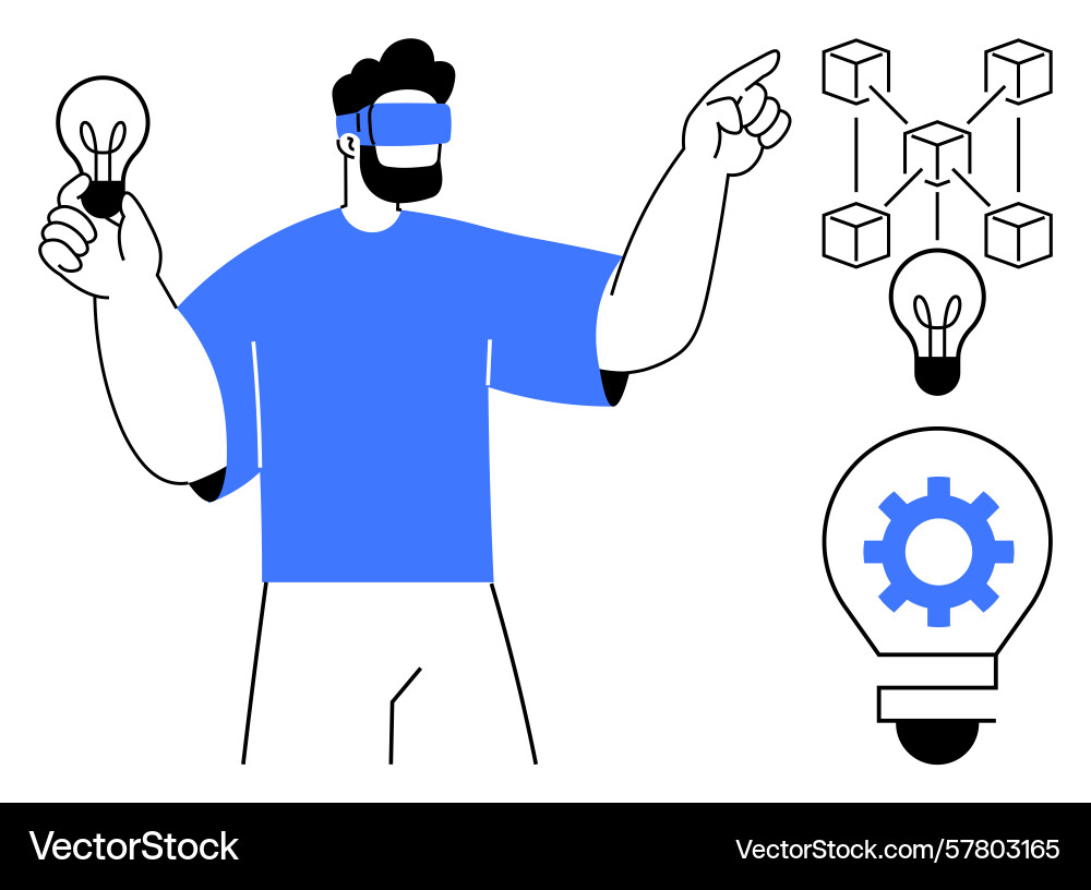 Innovator exploring blockchain technology Innovator exploring blockchain technology Vector Image