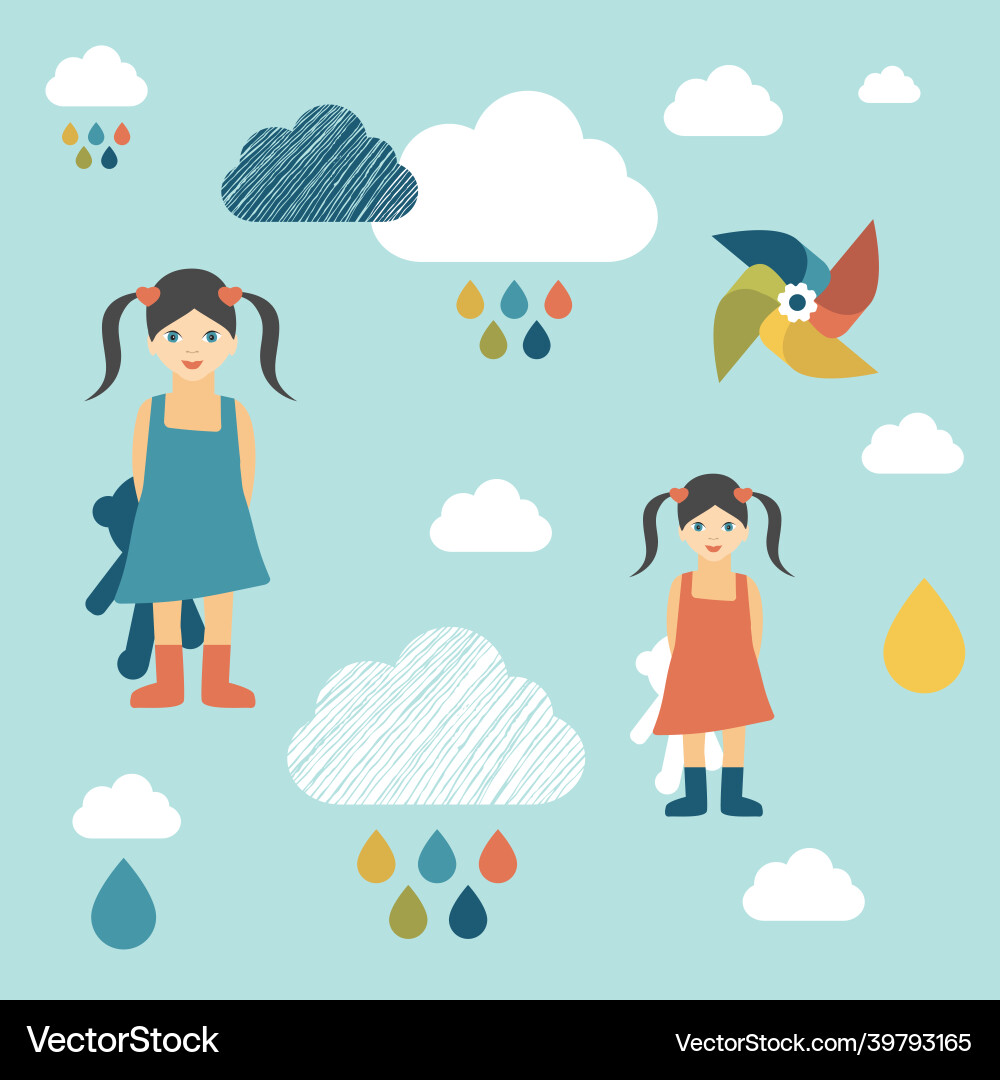 Kids wall paper pattern girl concept Vector Image