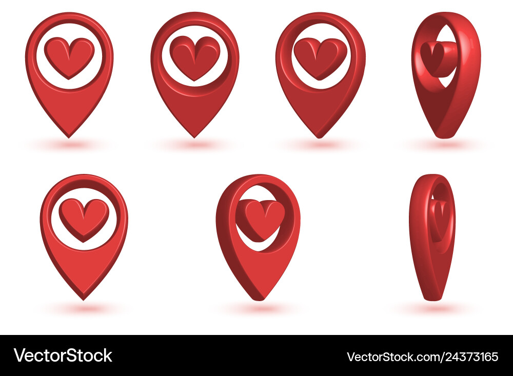 Map pointer with heart icon Map pointer with heart icon Vector Image
