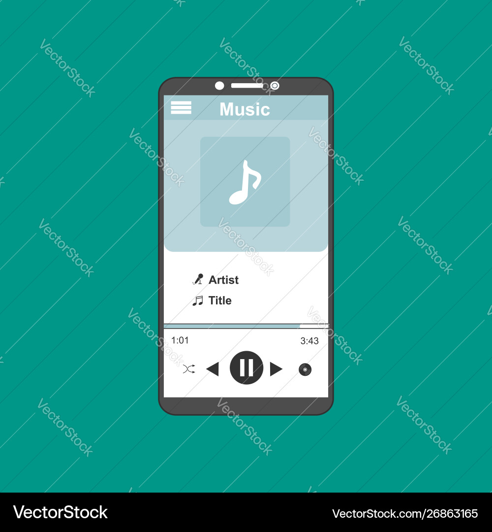 Media player application app template with flat Media player application app template with flat vector image