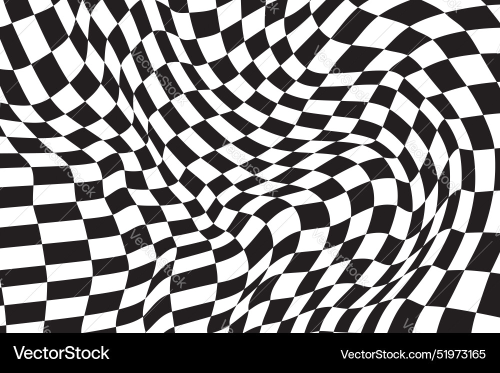 Retro distorted checkered background Retro distorted checkered background vector image