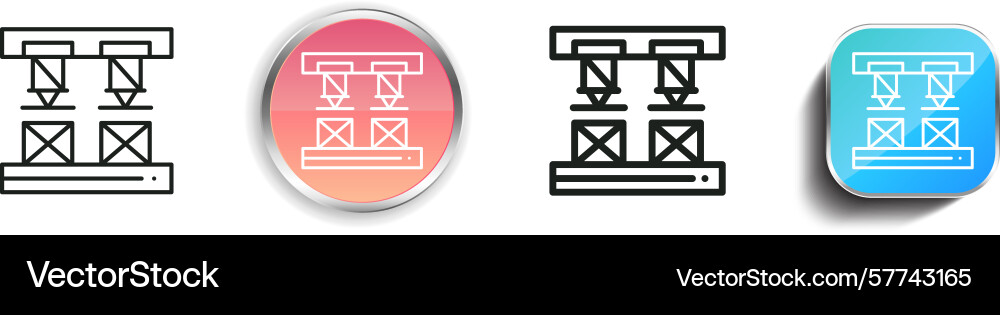 Robot arm icon thin linear regular and button Robot arm icon thin linear regular and button vector image