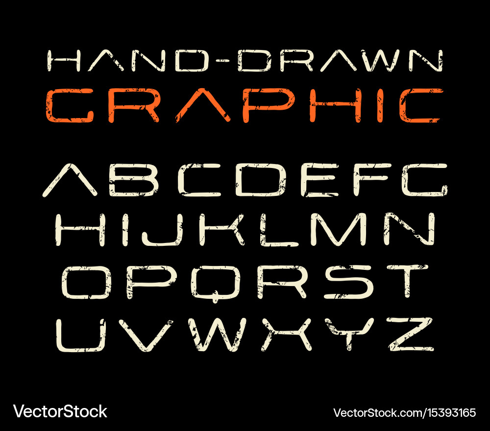 Sanserif font in the style of handmade graphics vector image