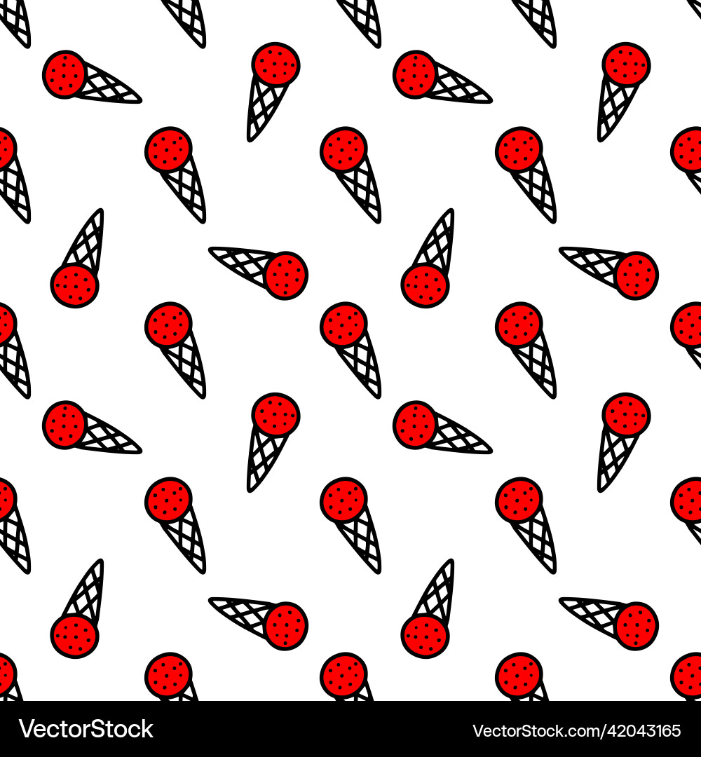 Seamless pattern with ice cream in a cone Seamless pattern with ice cream in a cone Vector Image