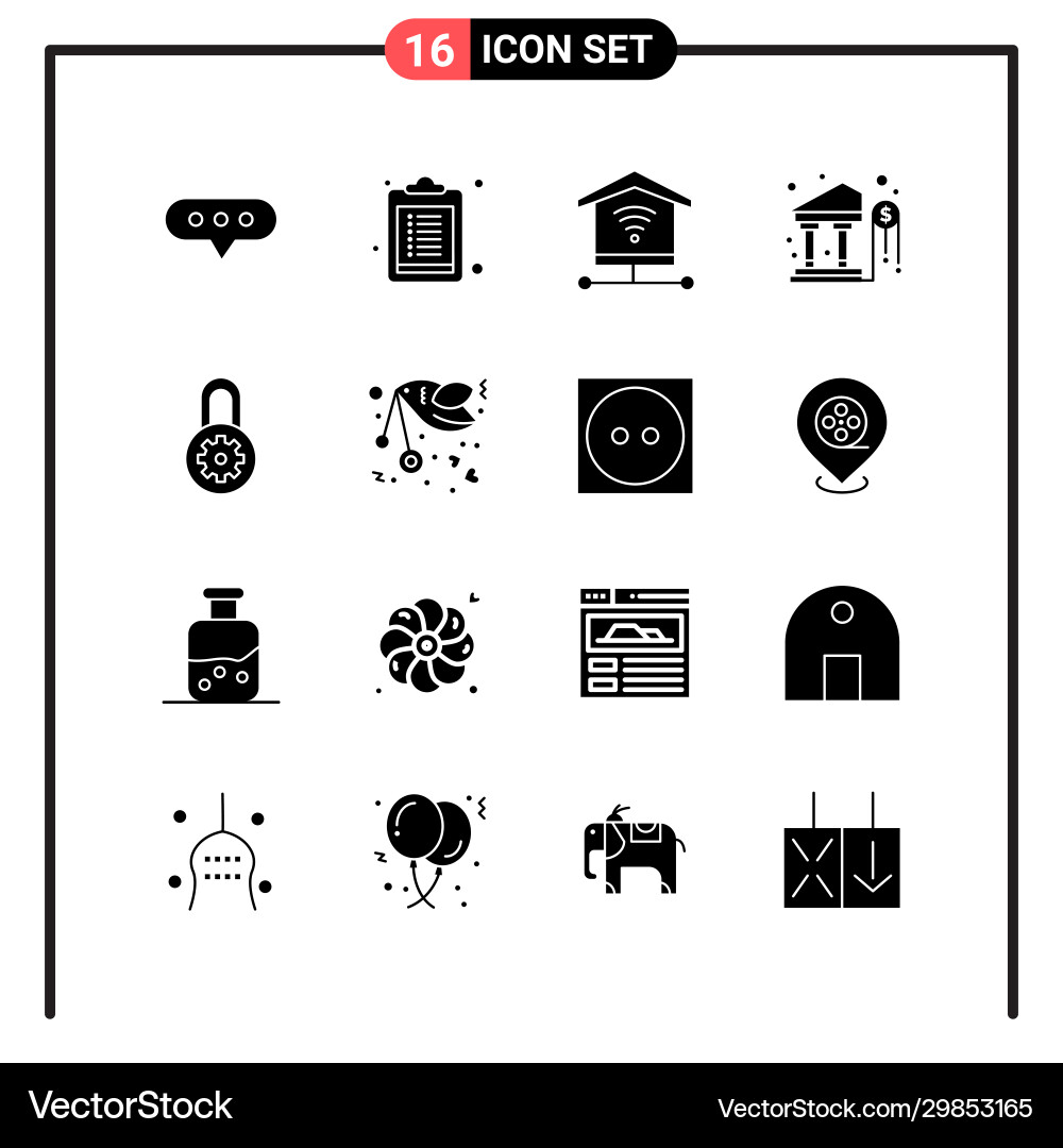 Set 16 solid style icons for web and mobile Set 16 solid style icons for web and mobile Vector Image