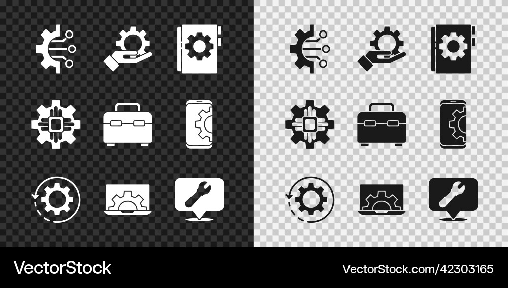 Set algorithm settings in the hand user manual Set algorithm settings in the hand user manual vector image