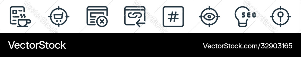 Web apps seo line icons linear set quality Web apps seo line icons linear set quality vector image