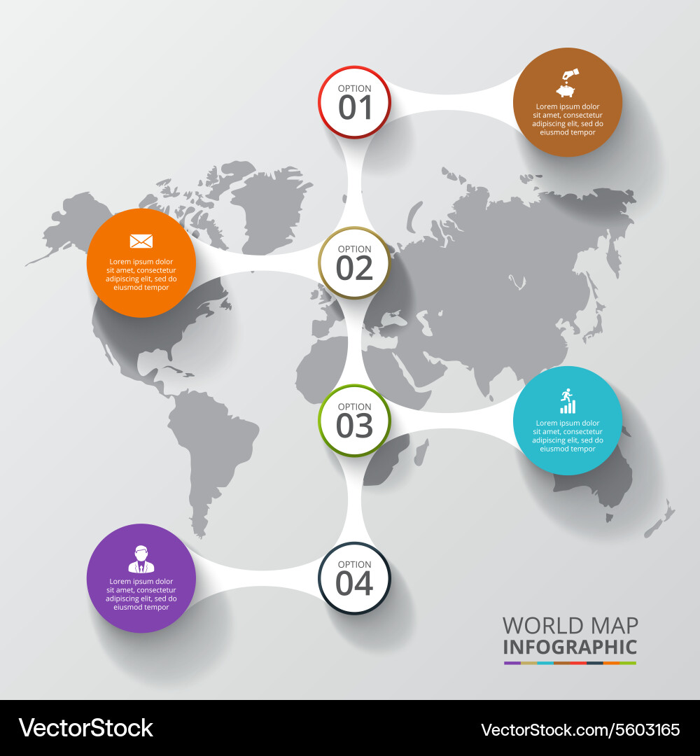 World map with infographic elements Royalty Free Vector