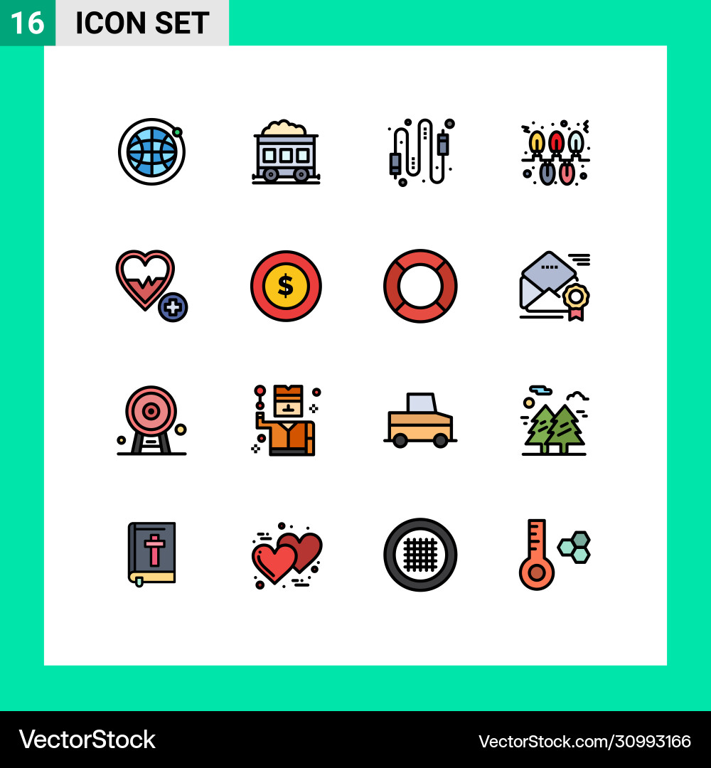 16 user interface flat color filled line pack Vector Image