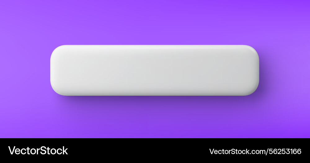 3d white plastic rounded rectangular button 3d white plastic rounded rectangular button vector image