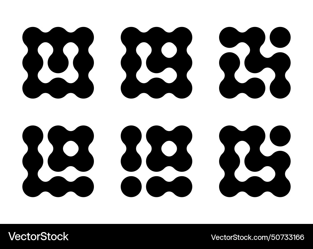 Circle metaball square icon connected dots merge Circle metaball square icon connected dots merge vector image