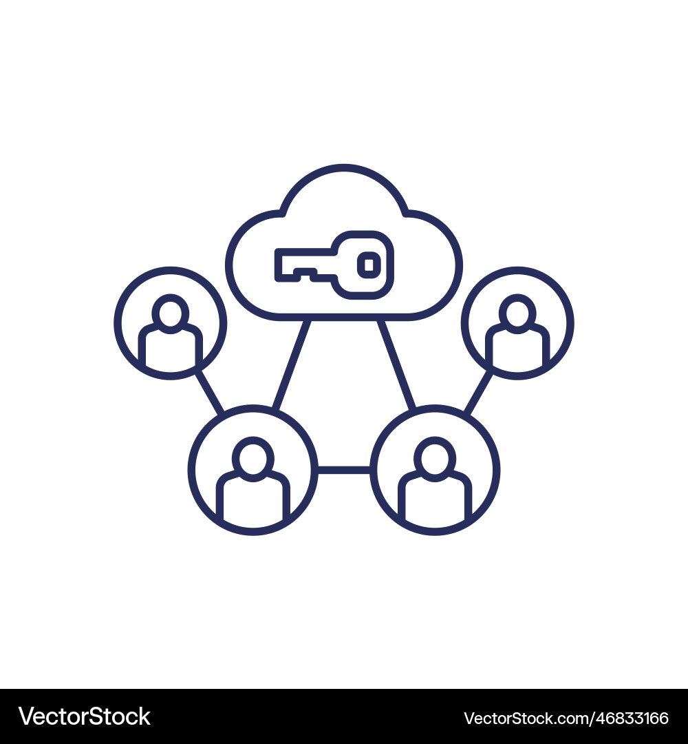 Encryption of personal data in a cloud line icon vector image