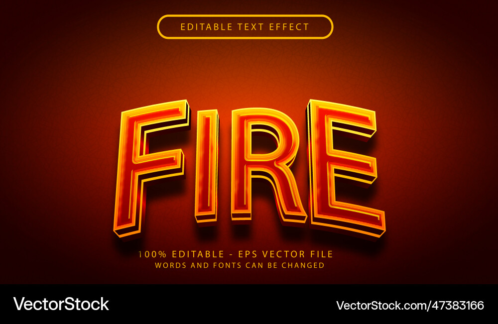 Fire 3d text effect with texture vector image
