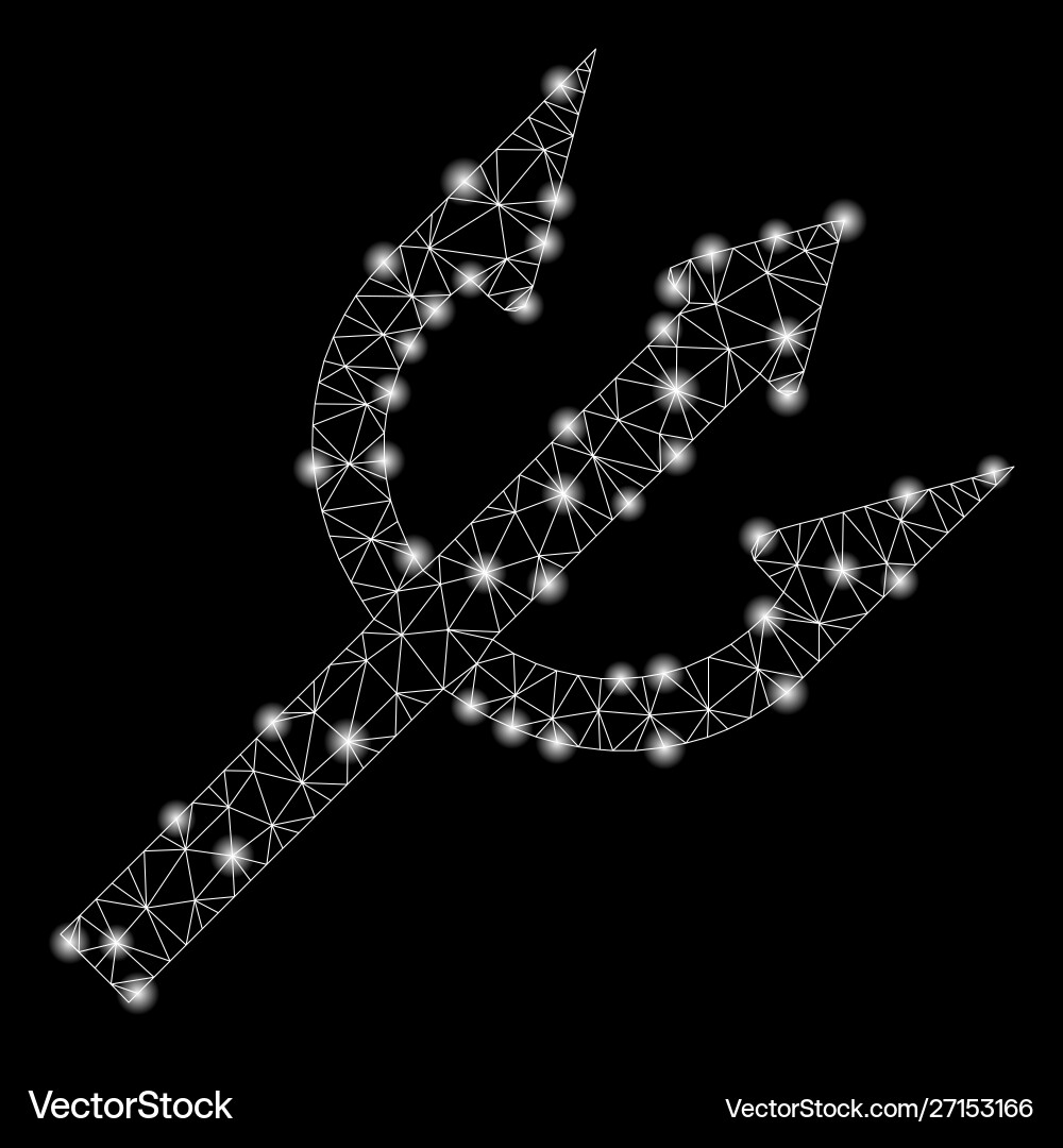 Glowing mesh network trident fork with flare spots Glowing mesh network trident fork with flare spots Vector Image