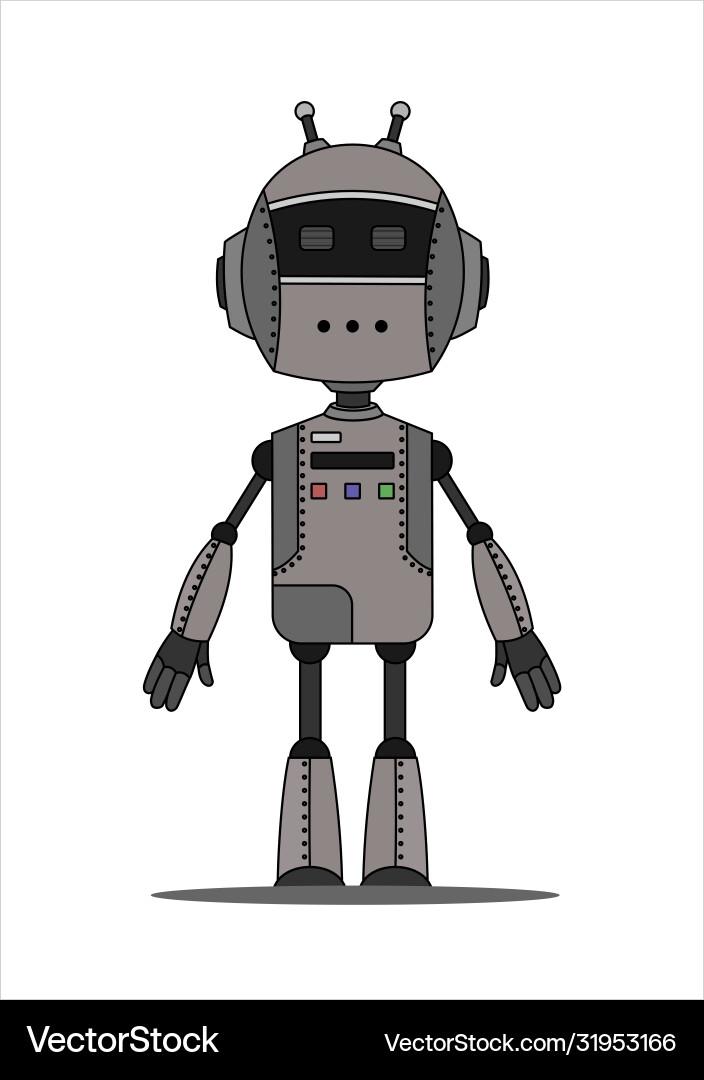 Iron friendly android robot character with two Vector Image
