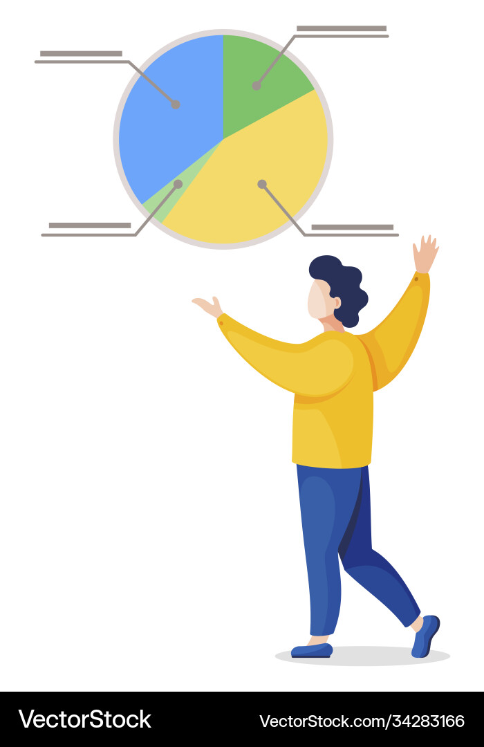 Man look at data diagram with segments business Man look at data diagram with segments business vector image
