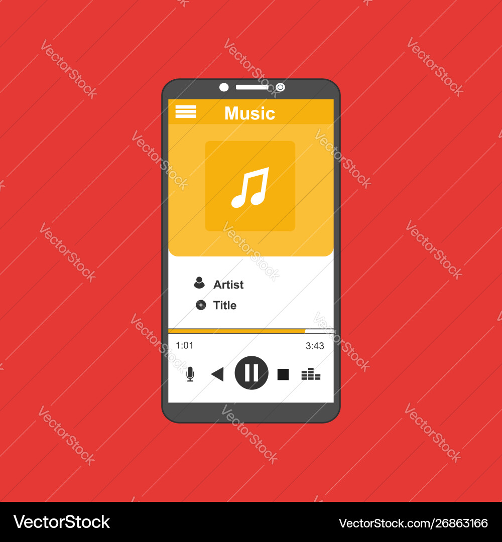 Media player application app template with flat Media player application app template with flat vector image