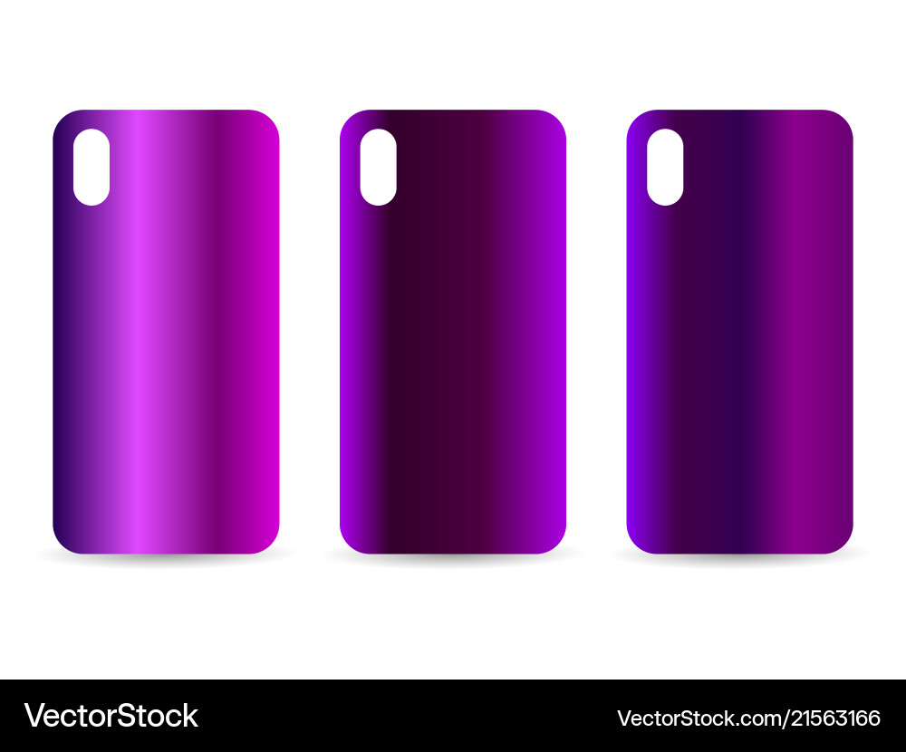 Phone case set with gradient backgrounds blurred vector image