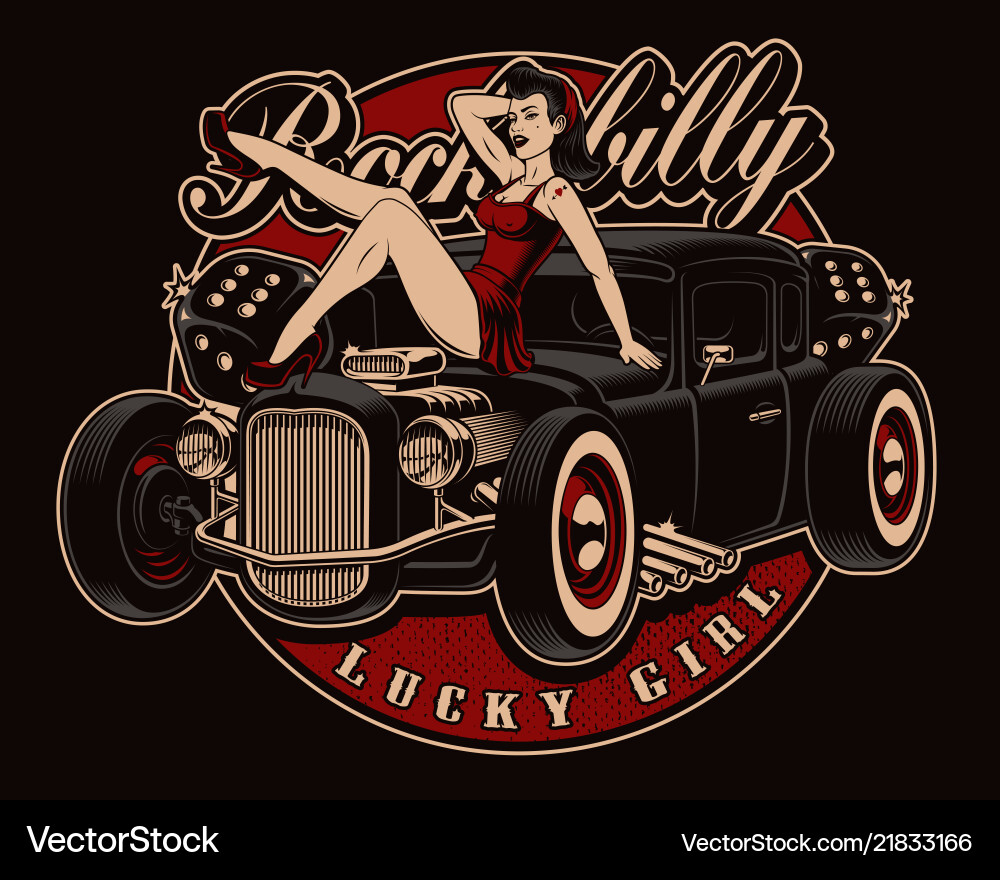 Retro Hot Rod Pin-Up – Royalty-Free Vector | VectorStock, image size:1000x880