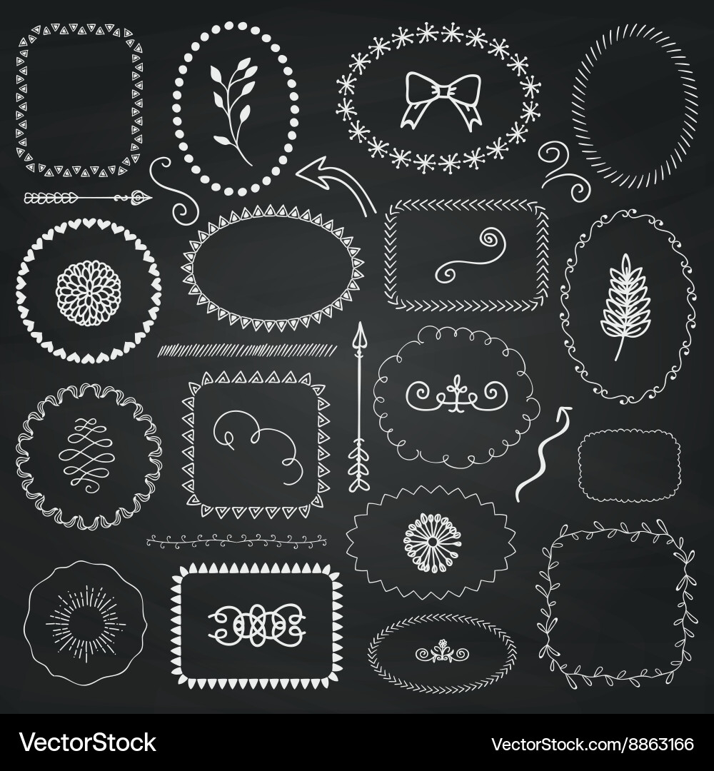 Rustic Chalk Frames & Borders Vector Image