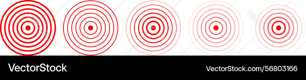 Set of red concentric circles target icons Vector Image