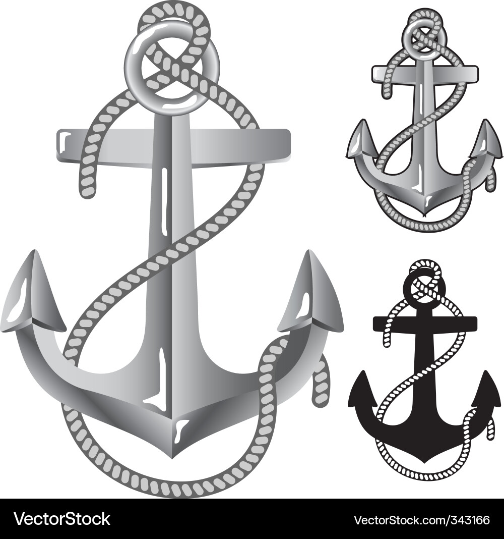 Silver Anchor Icon Vector Image