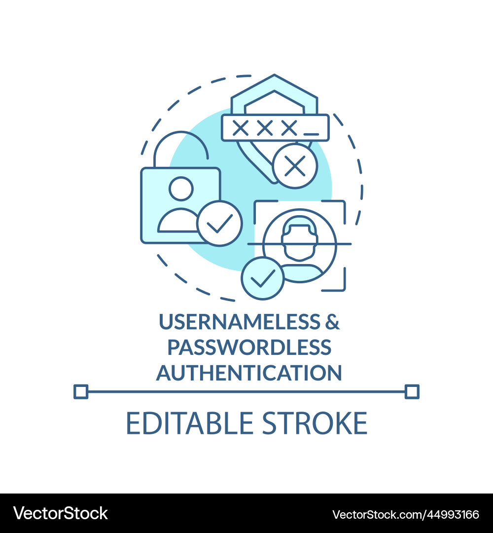 Usernameless and passwordless authentication Usernameless and passwordless authentication vector image
