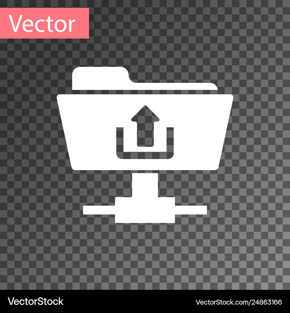 White ftp folder upload icon on transparent White ftp folder upload icon on transparent vector image