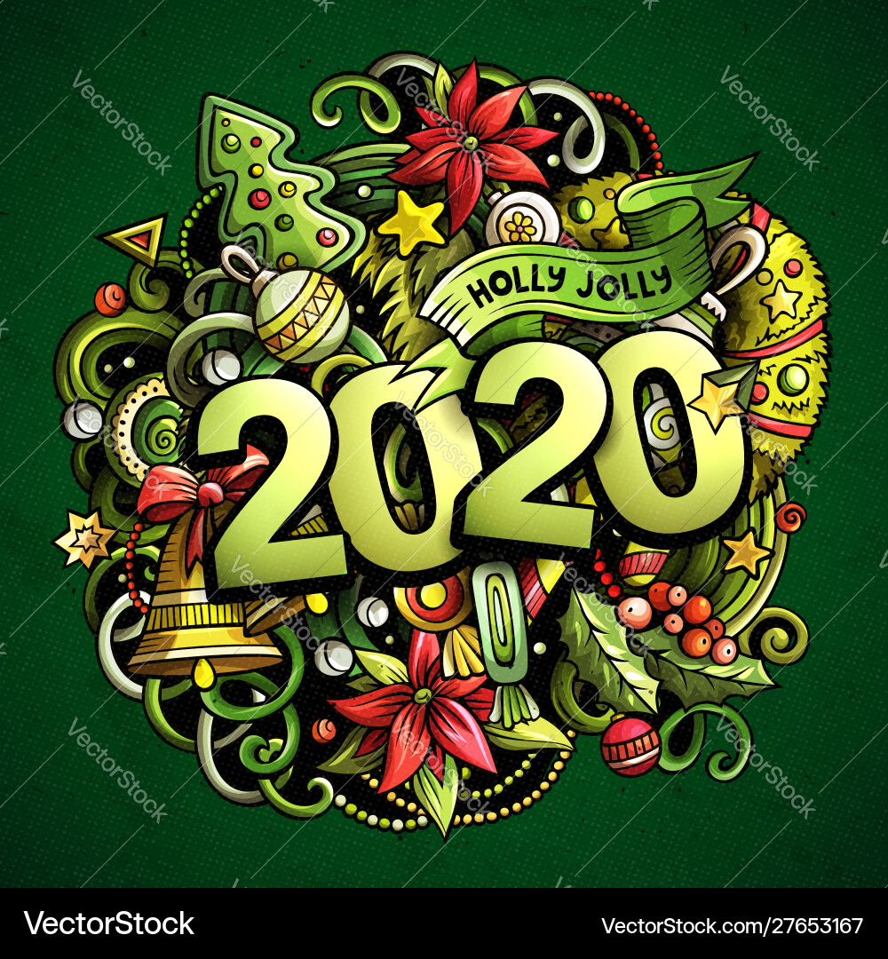 2020 handgemachte Doodles neues Jahr 2020 handgemachte Doodles neues Jahr vektorbild