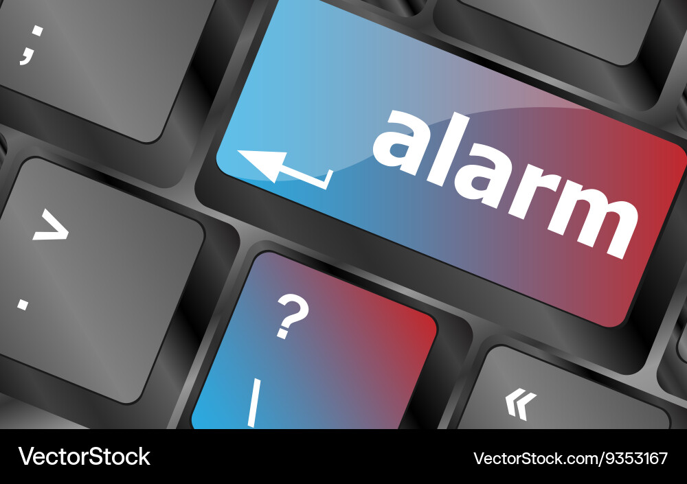 Alarm button on a black computer keyboard vector image