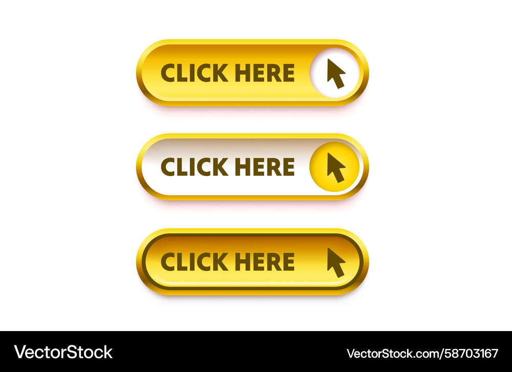 Click here button set link mouse Vector Image