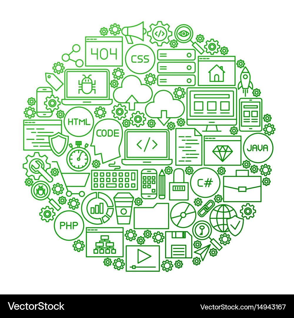 Coding Circle Icon Set vektorbild