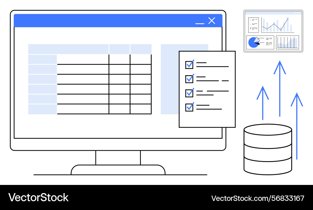 Data management and analysis with checklist Data management and analysis with checklist vector image