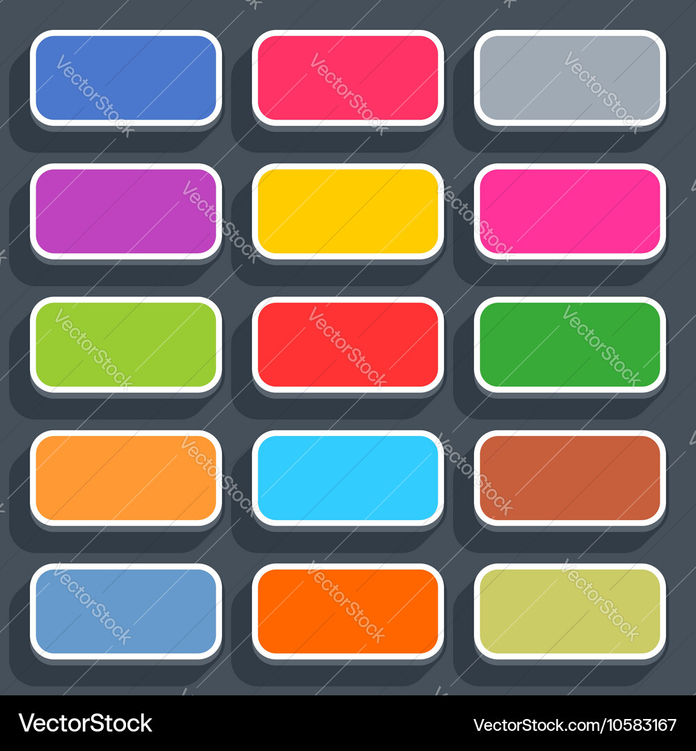 Flat blank web button rounded rectangle icon Vector Image