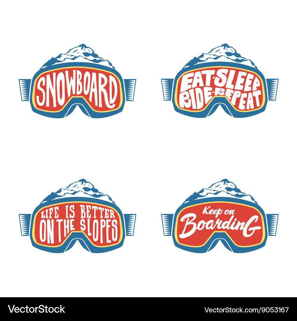 Handdrawn vintage snowboarding quotes Vector Image
